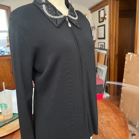 St. John Black Cardigan with Silver Accents - Picture 5 of 7